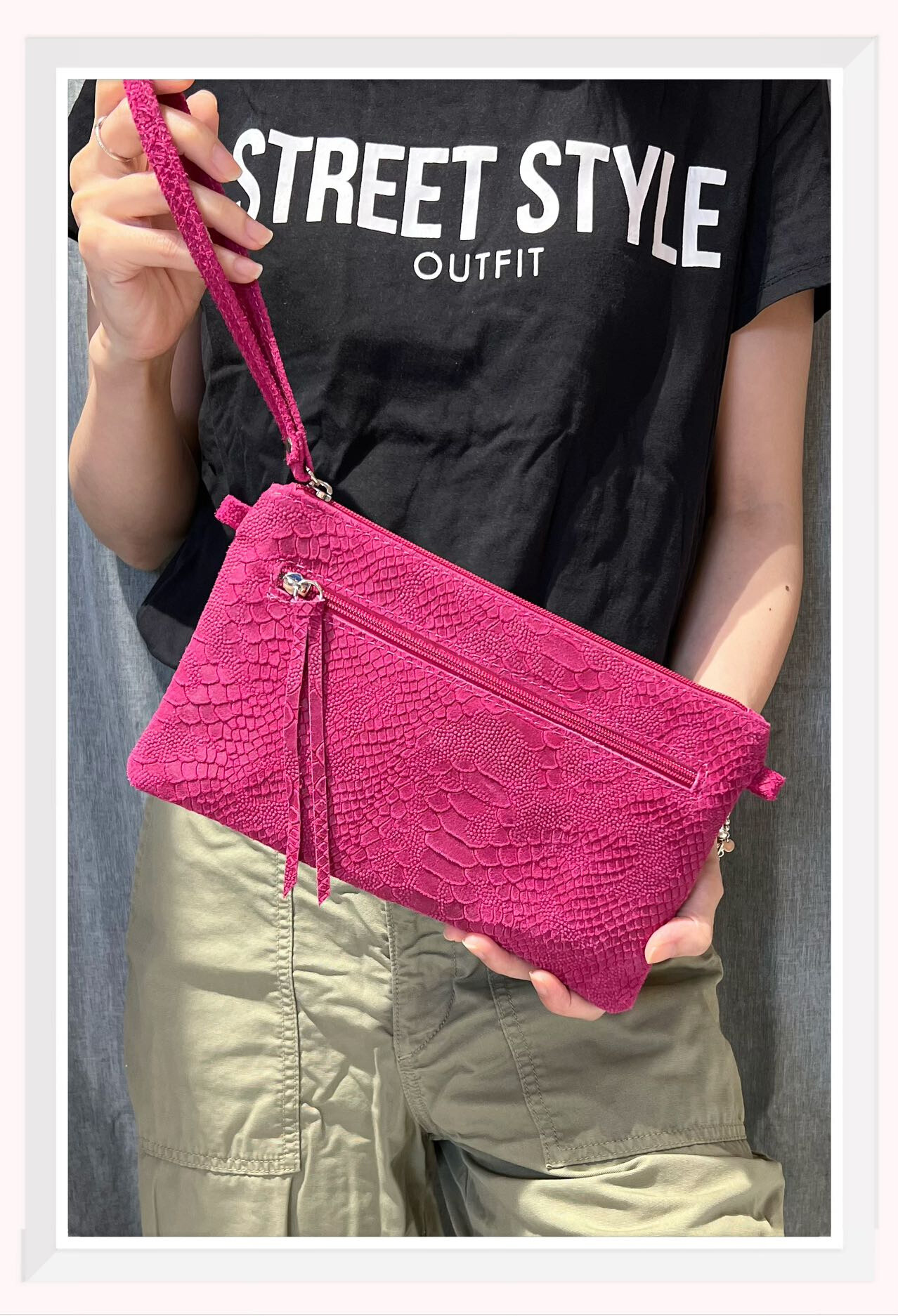Grossista Z & Z - Pochette in pelle stampata in pitone