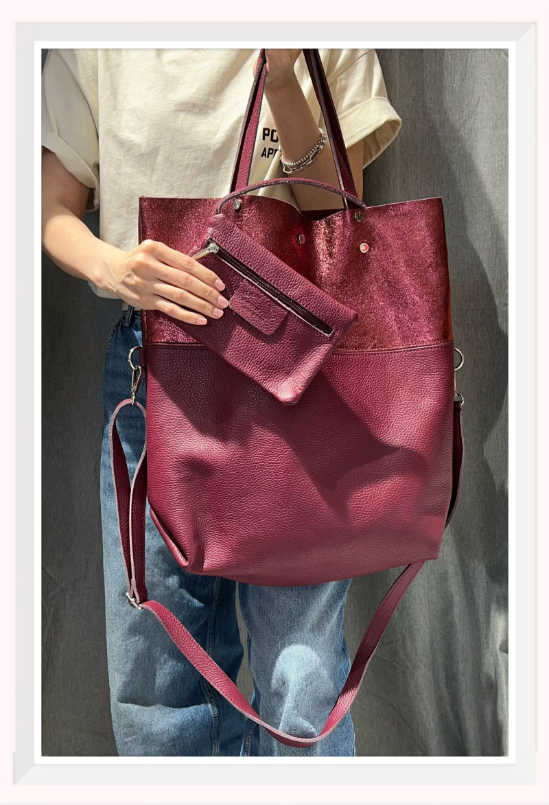Grossiste Z & Z - Sac à main en cuir grainé et cuir irisé