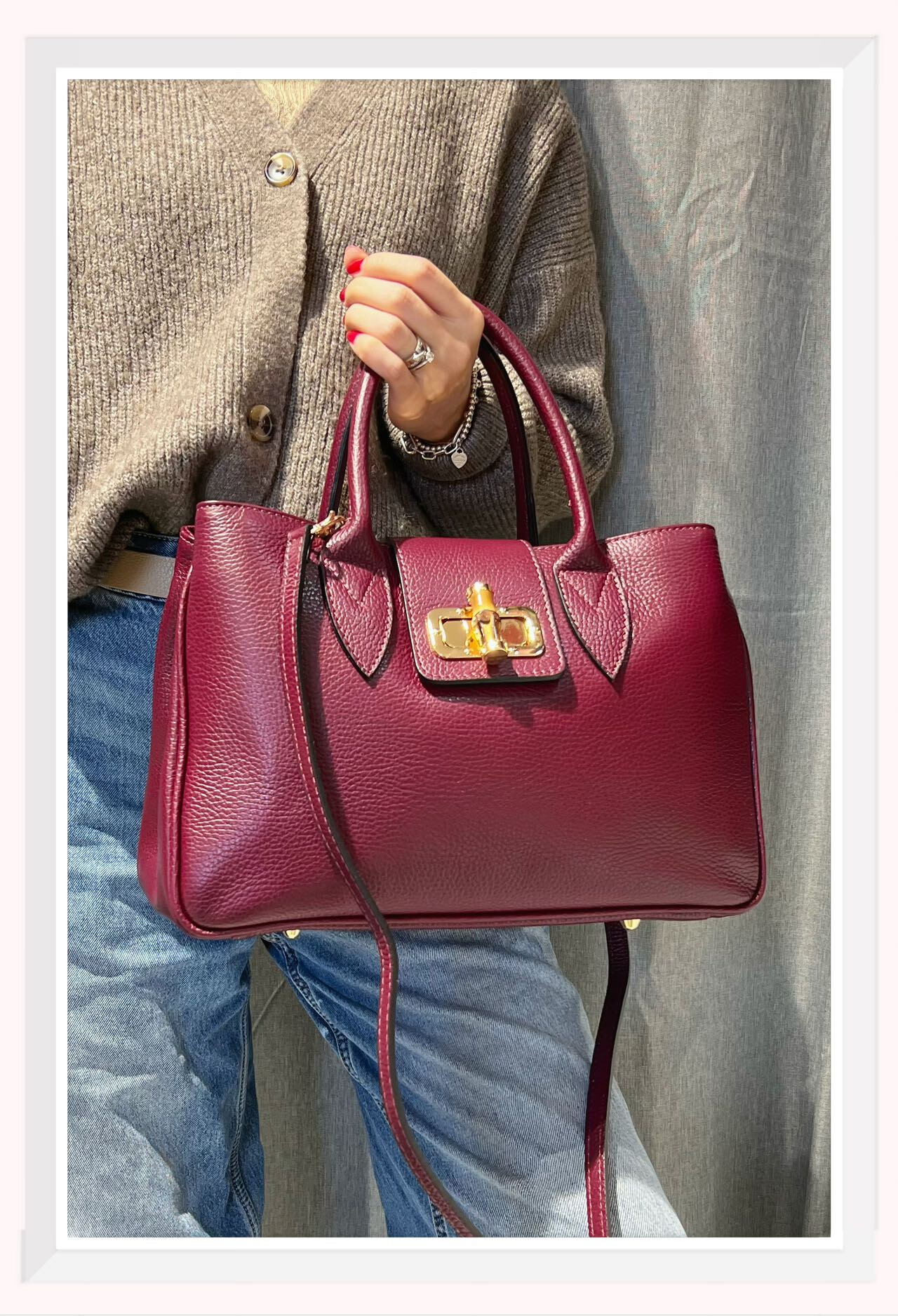 Wholesaler Z & Z - Large format grain leather handbag
