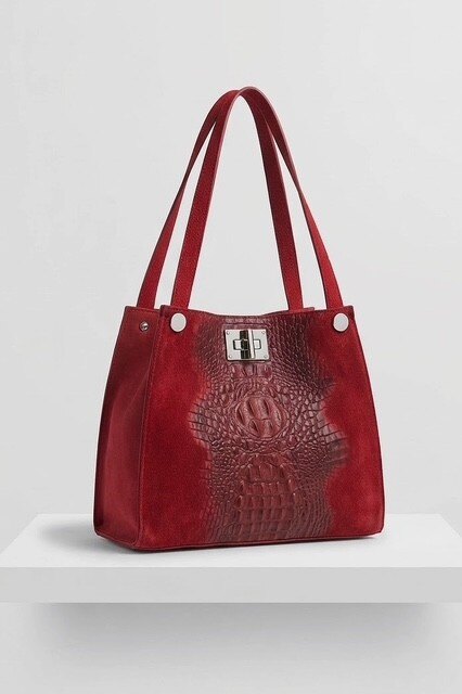 Großhändler Z & Z - Wildlederhandtasche mit Krokodilleder-Effekt