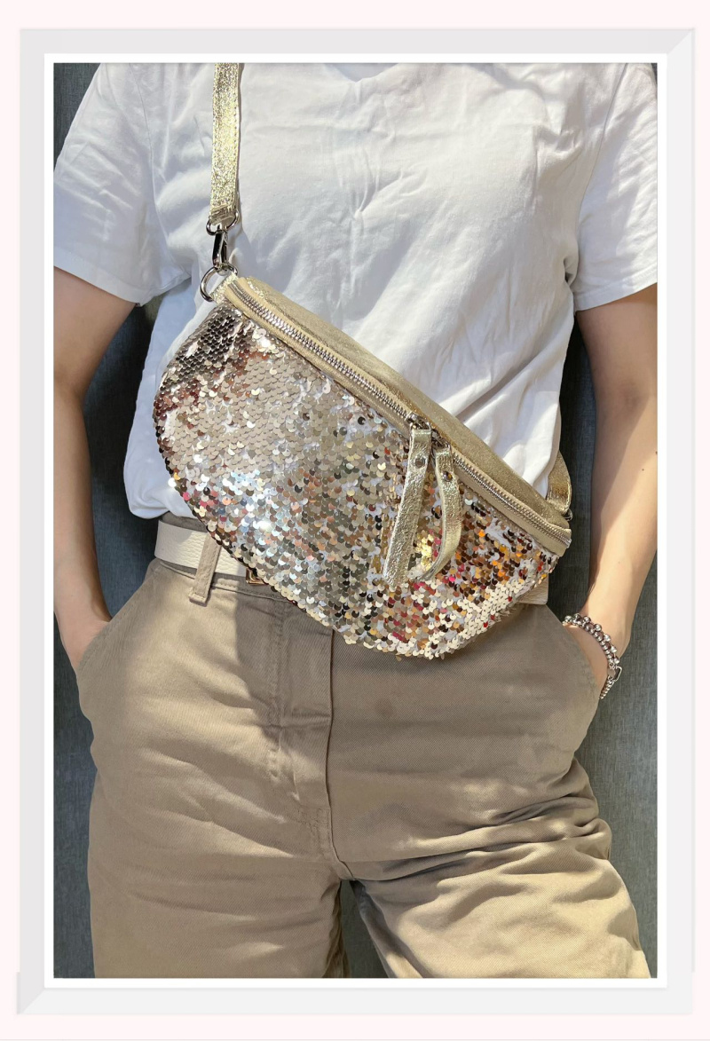 Wholesaler Z & Z - Leather and sequin fanny pack