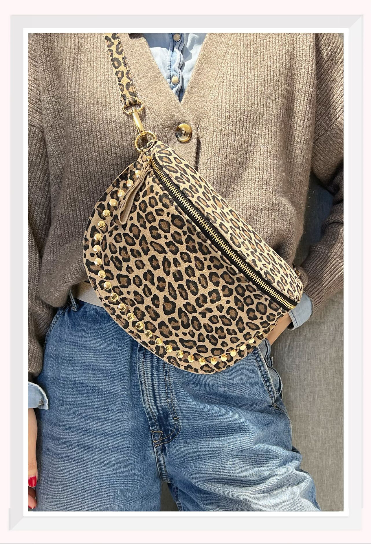 Wholesaler Z & Z - Leopard print suede fanny pack