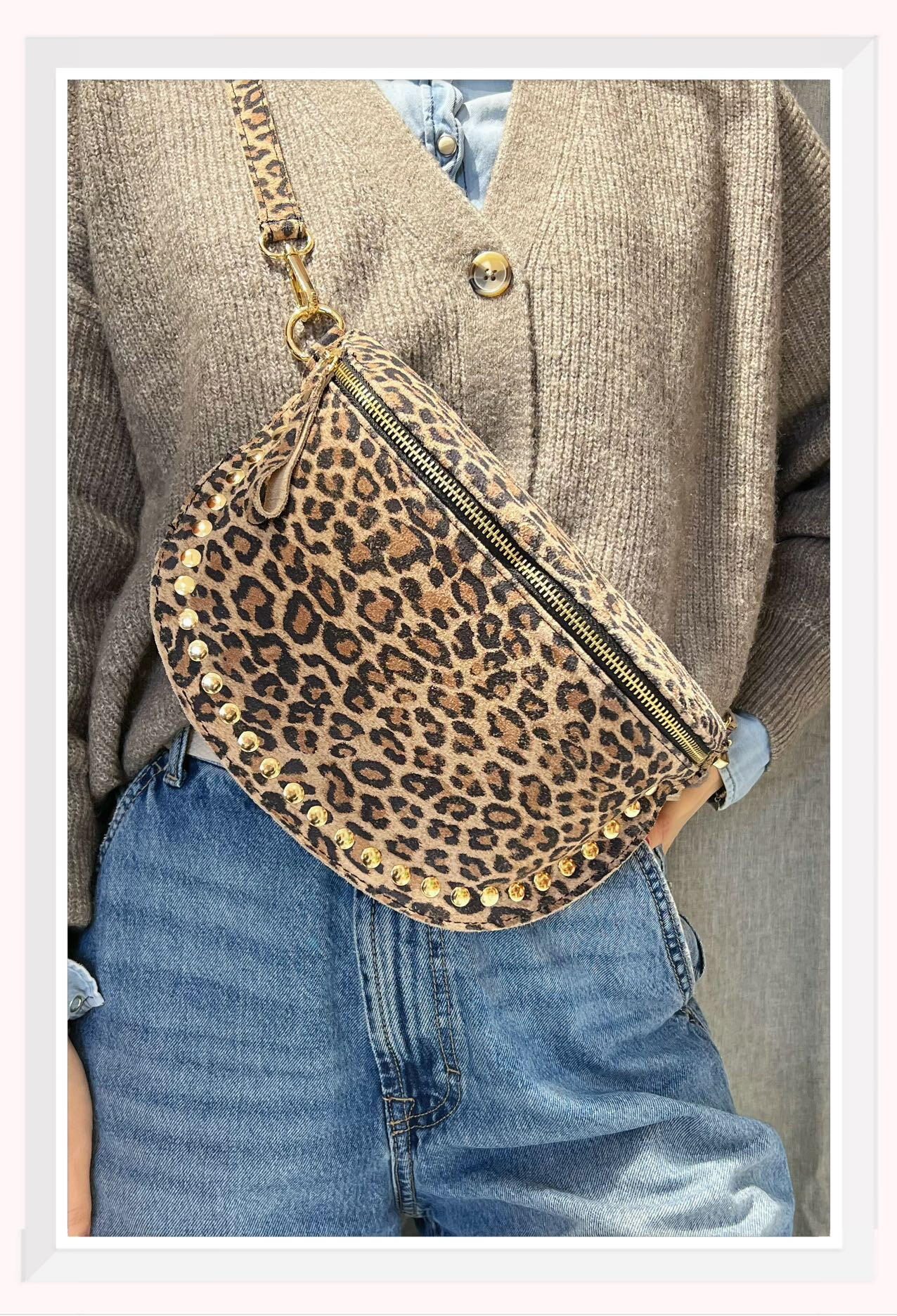 Wholesaler Z & Z - Leopard print suede fanny pack