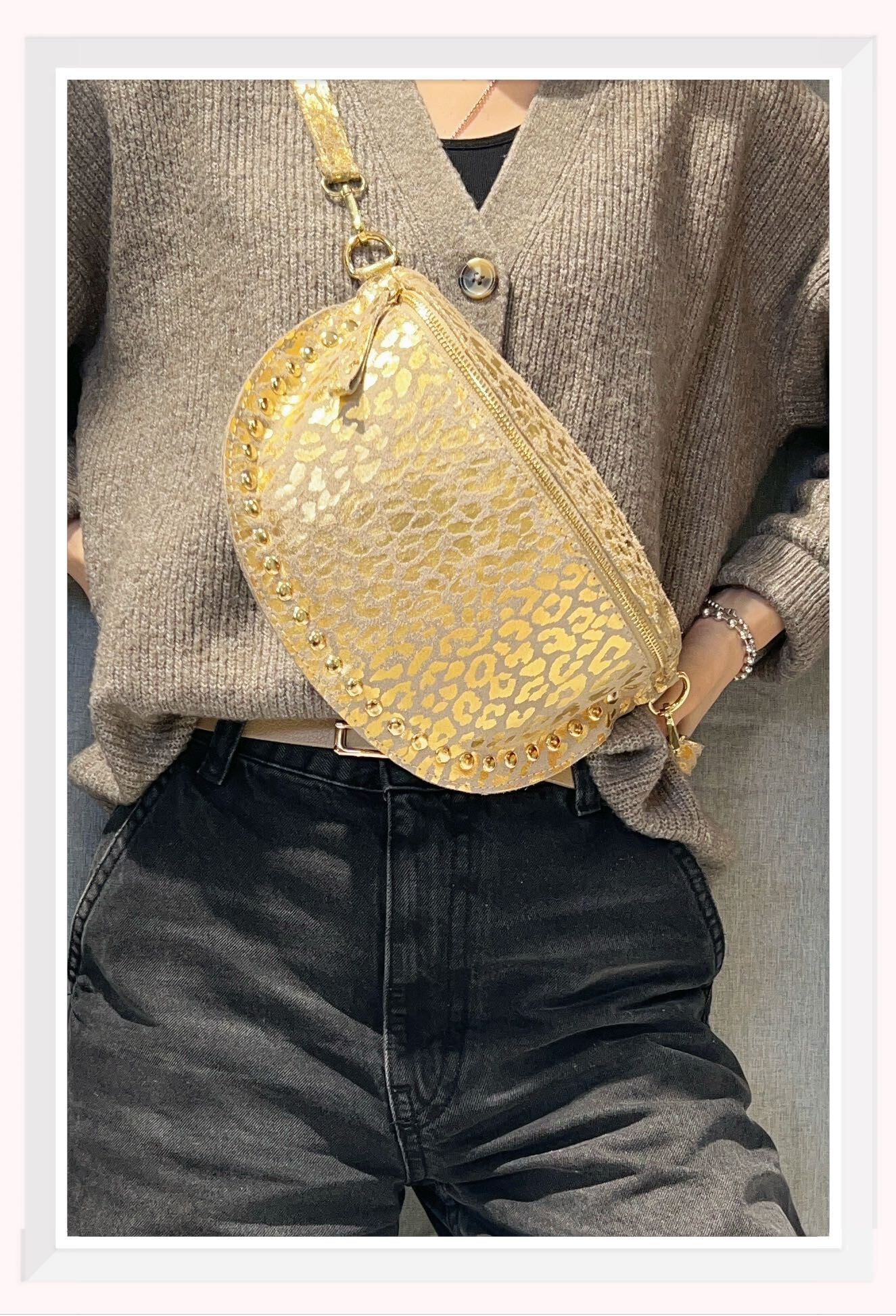 Großhändler Z & Z - IRIDE Leder Bananenbeutel Leopardenmotiv