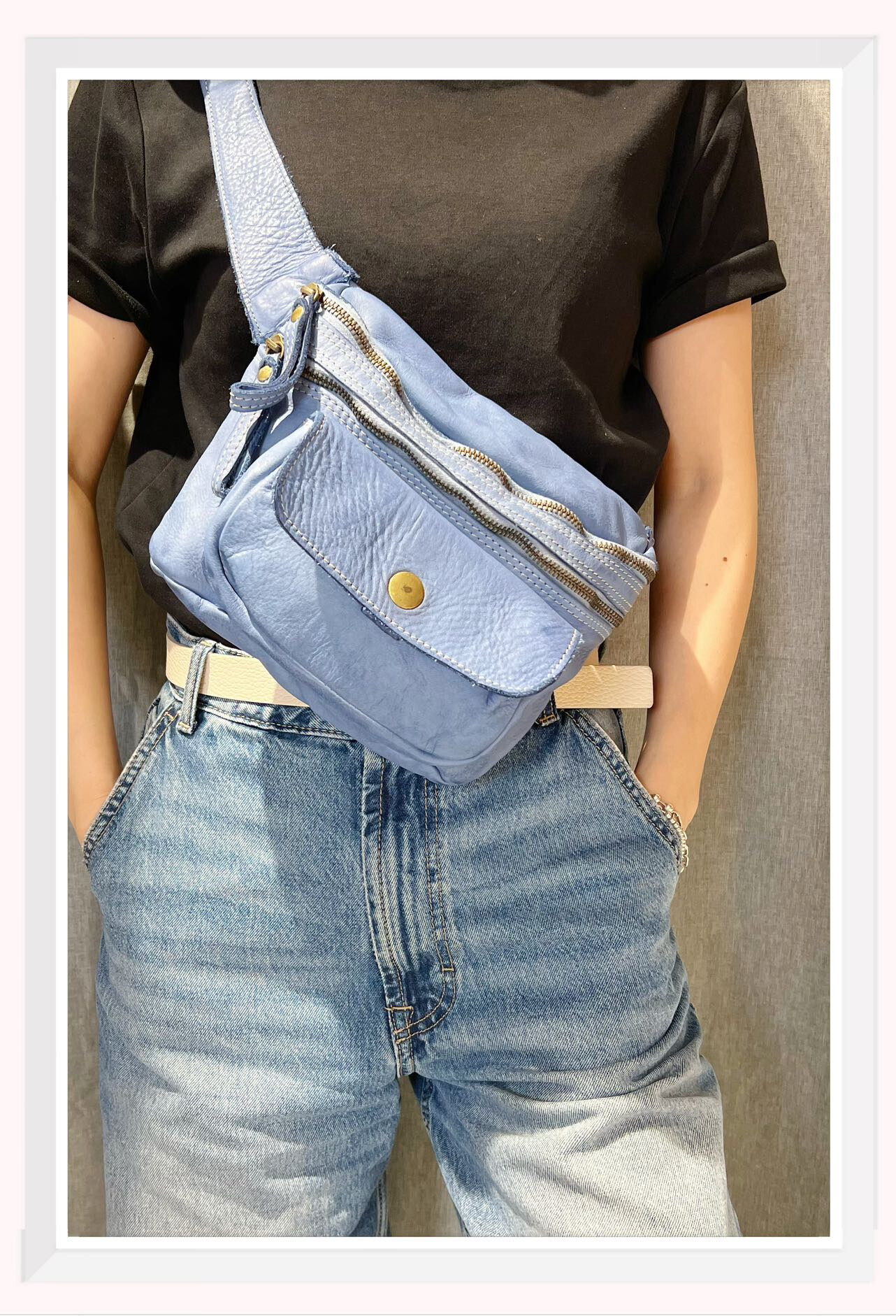 Grossista Z & Z - Borsa banana in pelle vintage