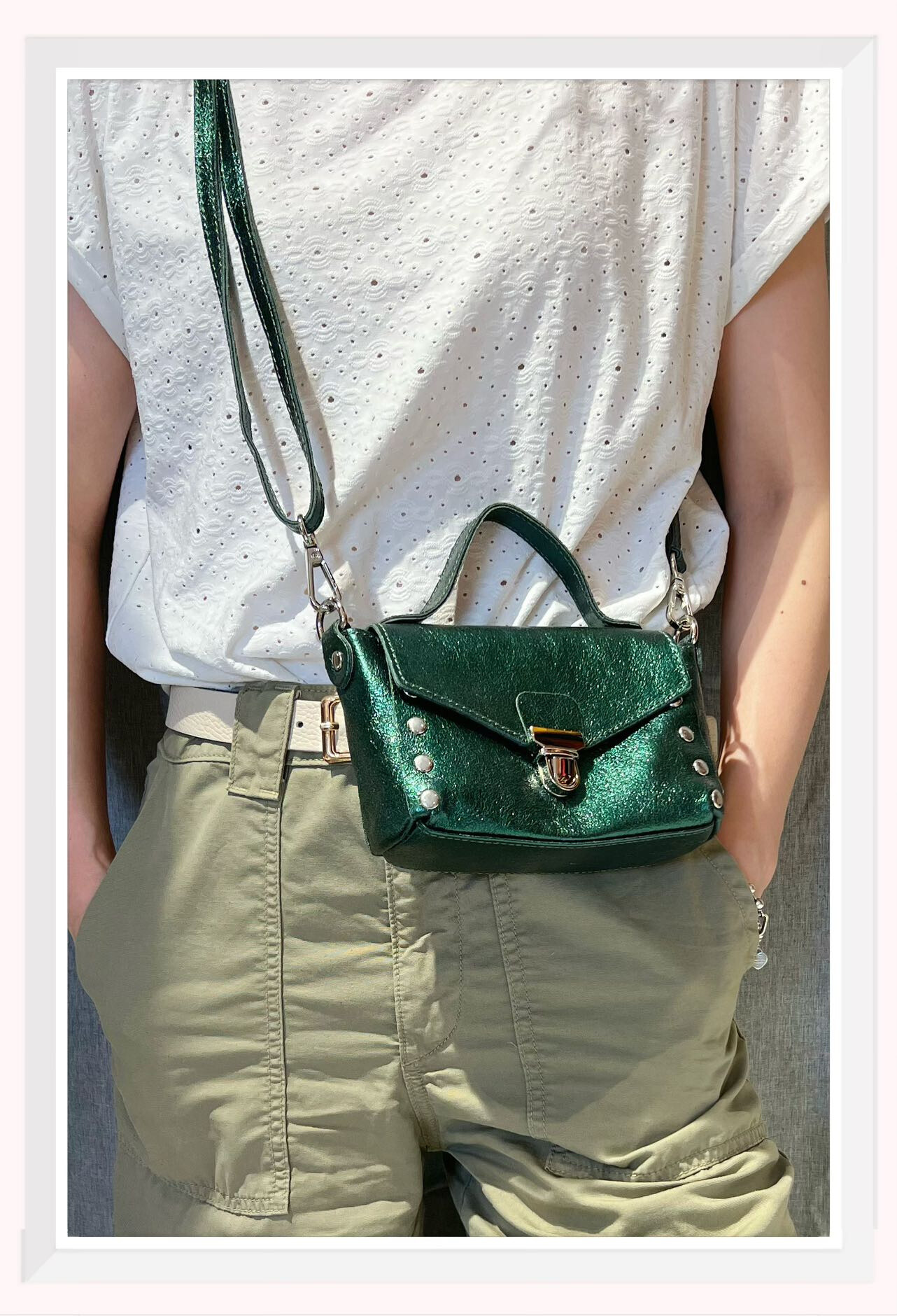 Wholesaler Z & Z - Small Bandooière Bag in iridescent leather