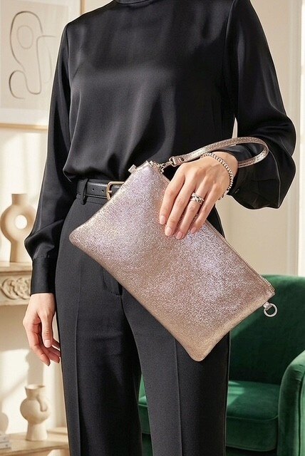 Wholesaler Z & Z - Iridescent leather clutch bag