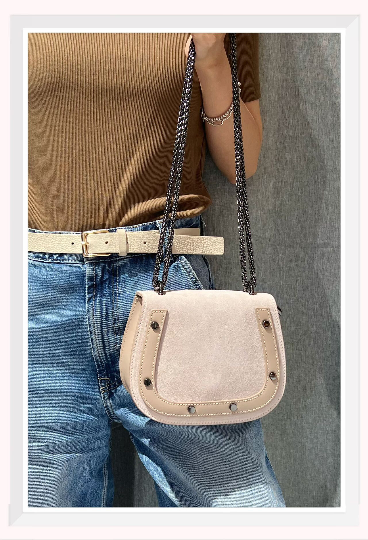 Grossiste Z & Z - Sac à bandoulière en cuir lisse et daim
