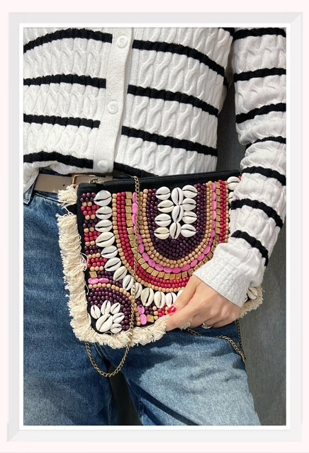 Wholesaler Z & Z - Pearl fabric clutch bag on the facade