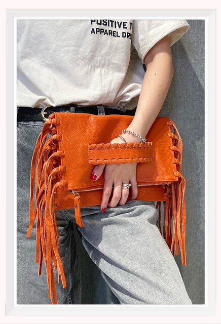 Grossista Z & Z - Pochette in pelle con frange