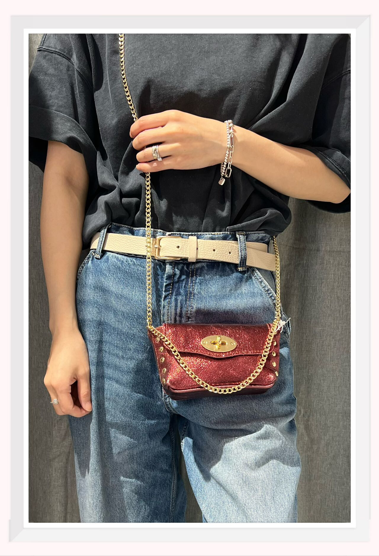 Großhändler Z & Z - Kleine Schultertasche aus irisierendem Leder