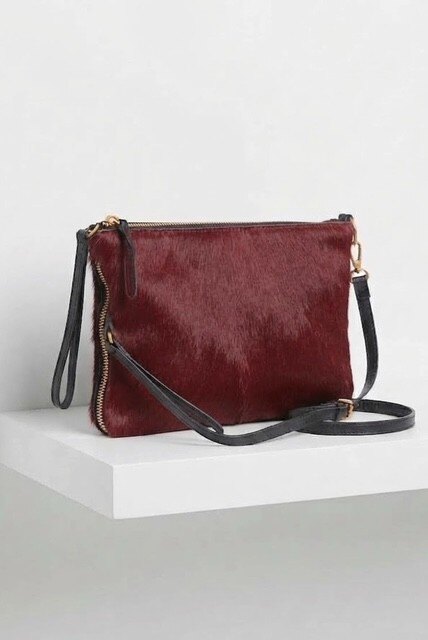 Wholesaler Z & Z - Genuine leather clutch bag with real fur detail
