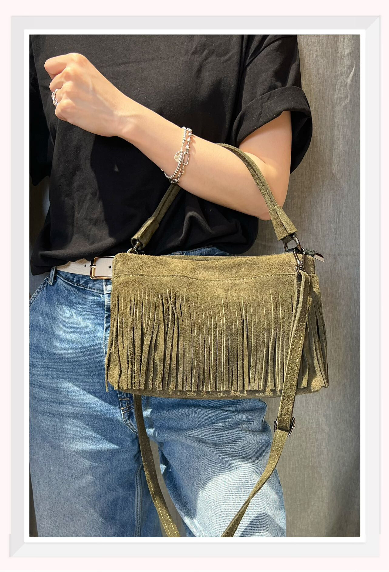 Wholesaler Z & Z - Suede fringe shoulder bag