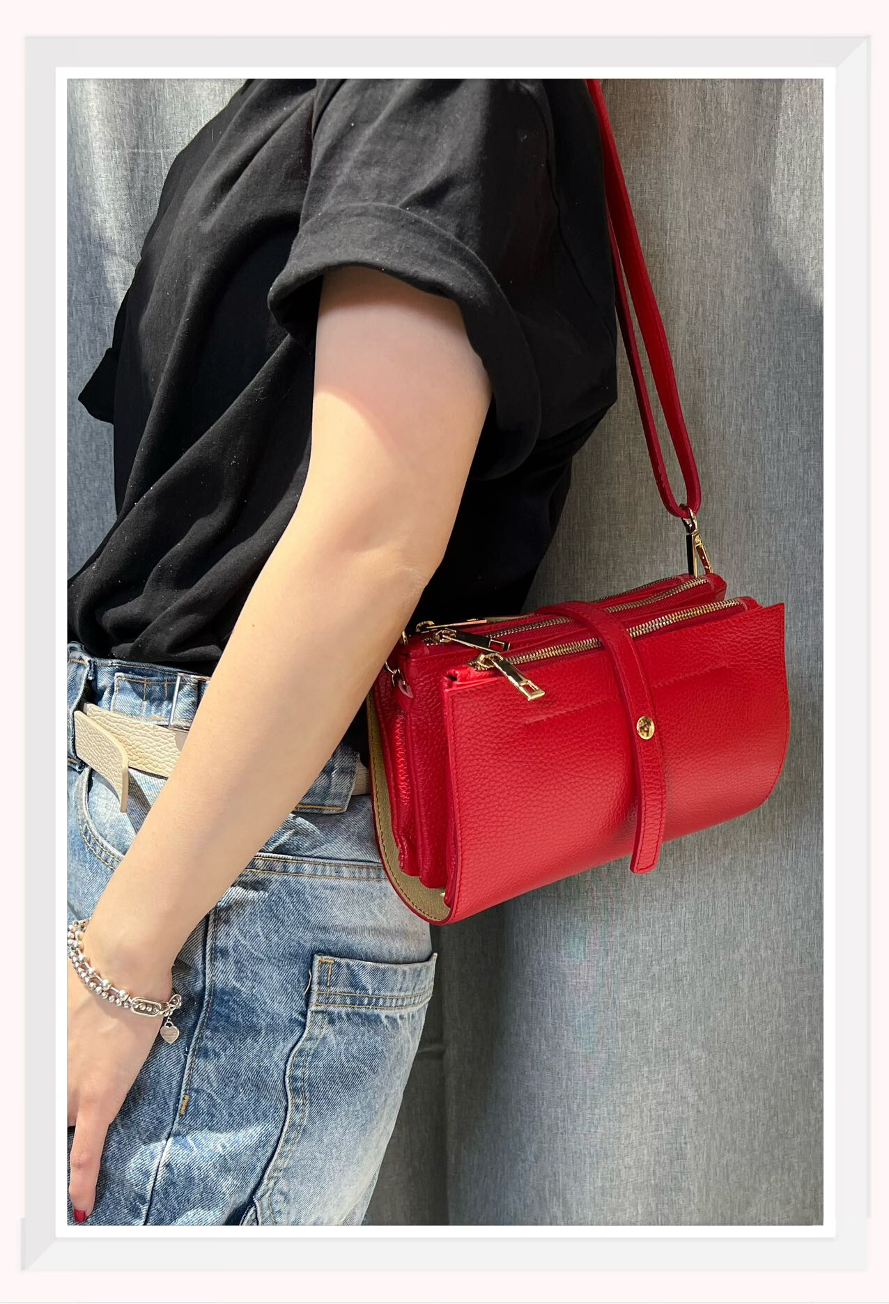 Grossiste Z & Z - Sac à bandoulière en cuir grainé multi poches