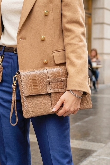 Großhändler Z & Z - Echtleder-Clutch mit Python-Print-Effekt