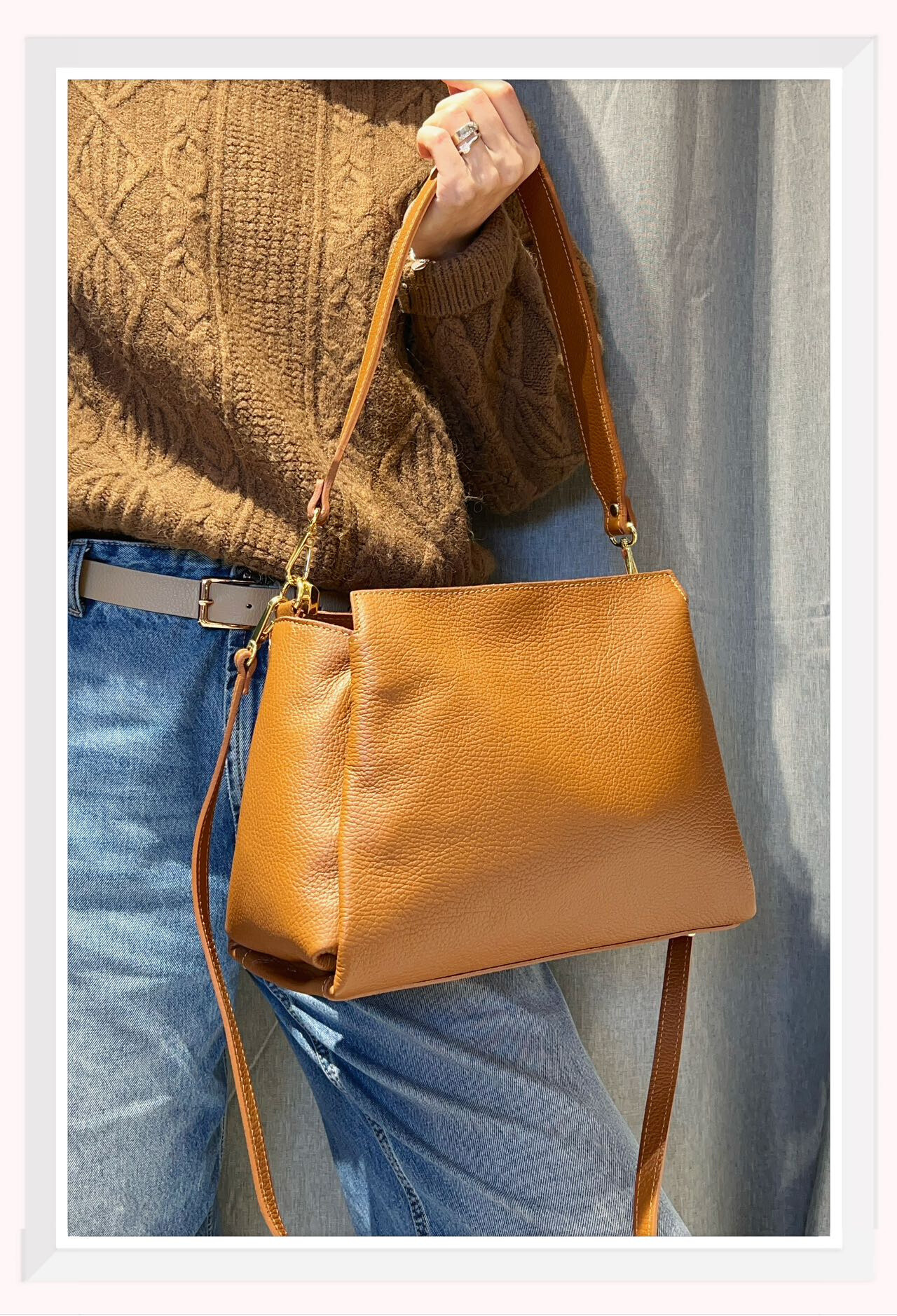 Wholesaler Z & Z - Compartmentalized grained leather shoulder bag