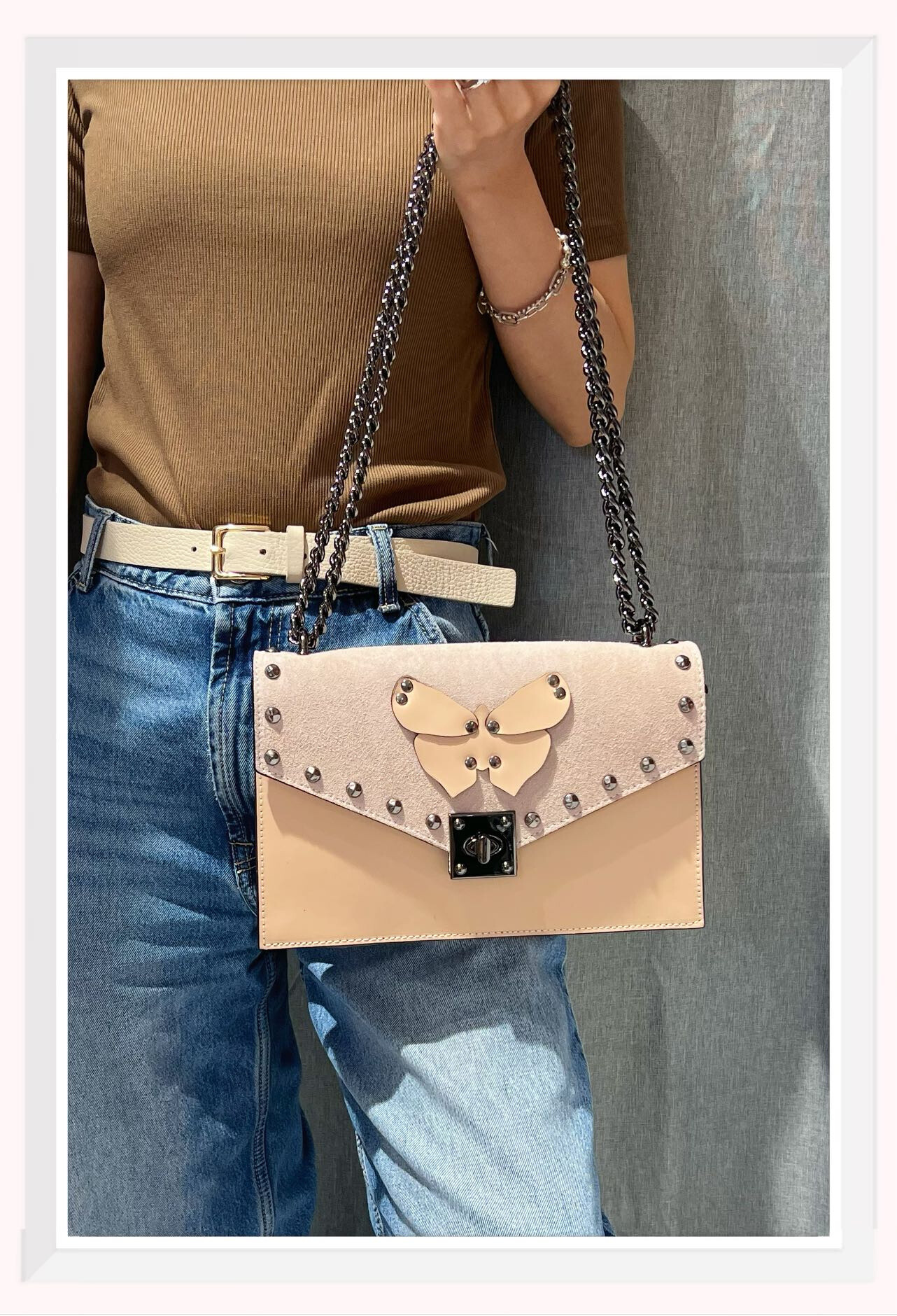 Wholesaler Z & Z - Smooth leather shoulder bag and suede