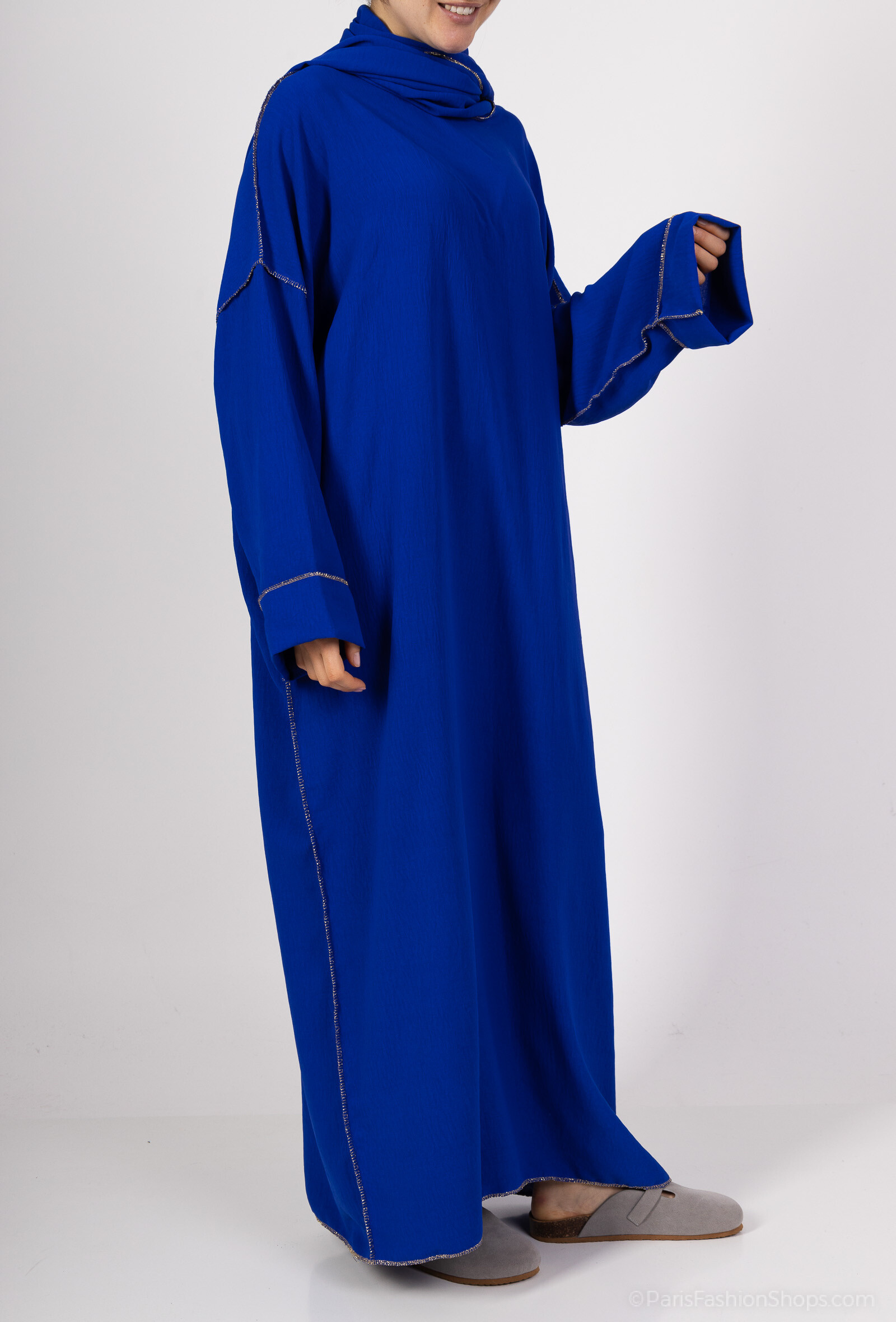 Grossista ZABULON 3 - Abaya con maglia doree di confine velo integrato