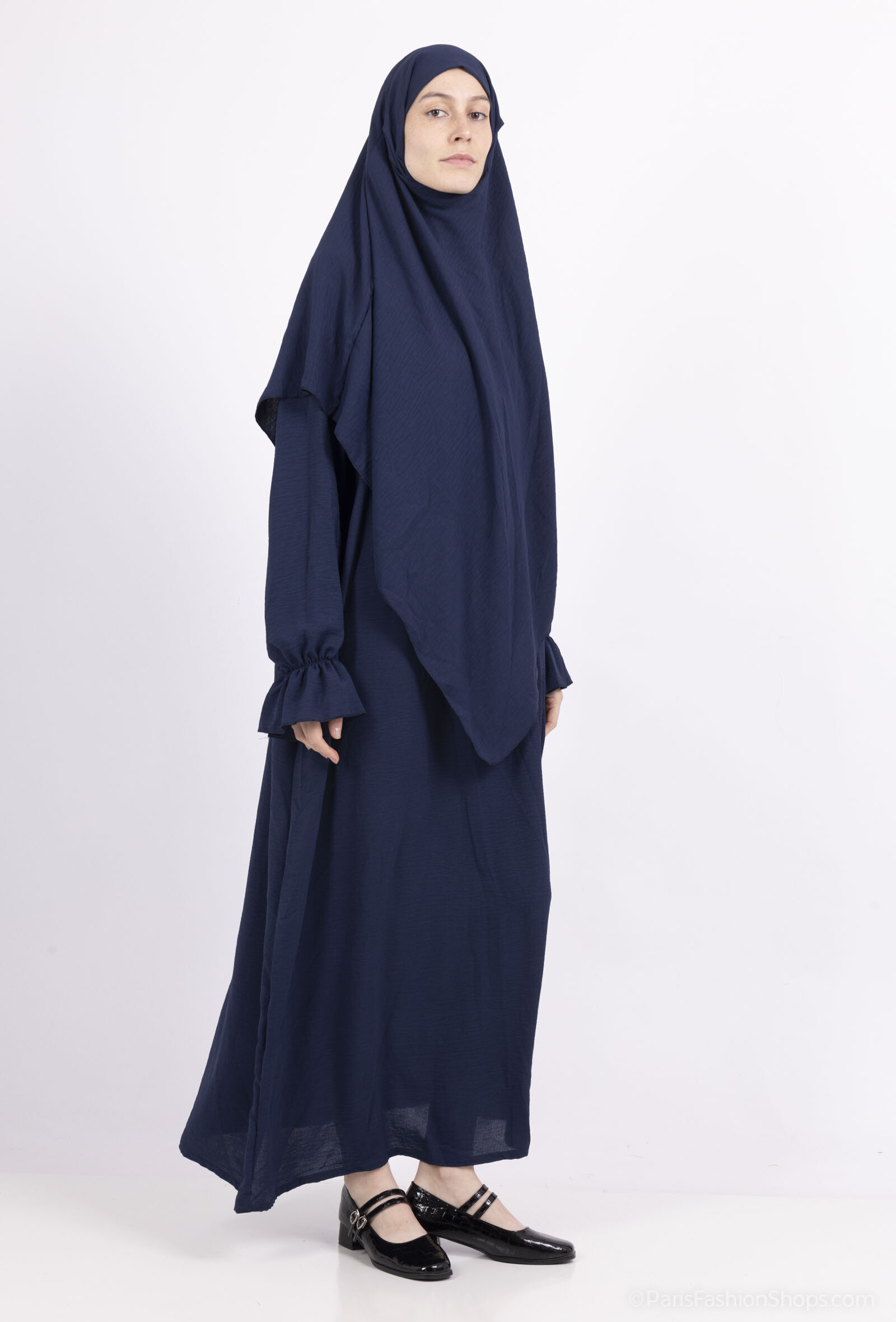 Completo abito in jersey Khimar - Blu Marino - 2 - formato grande