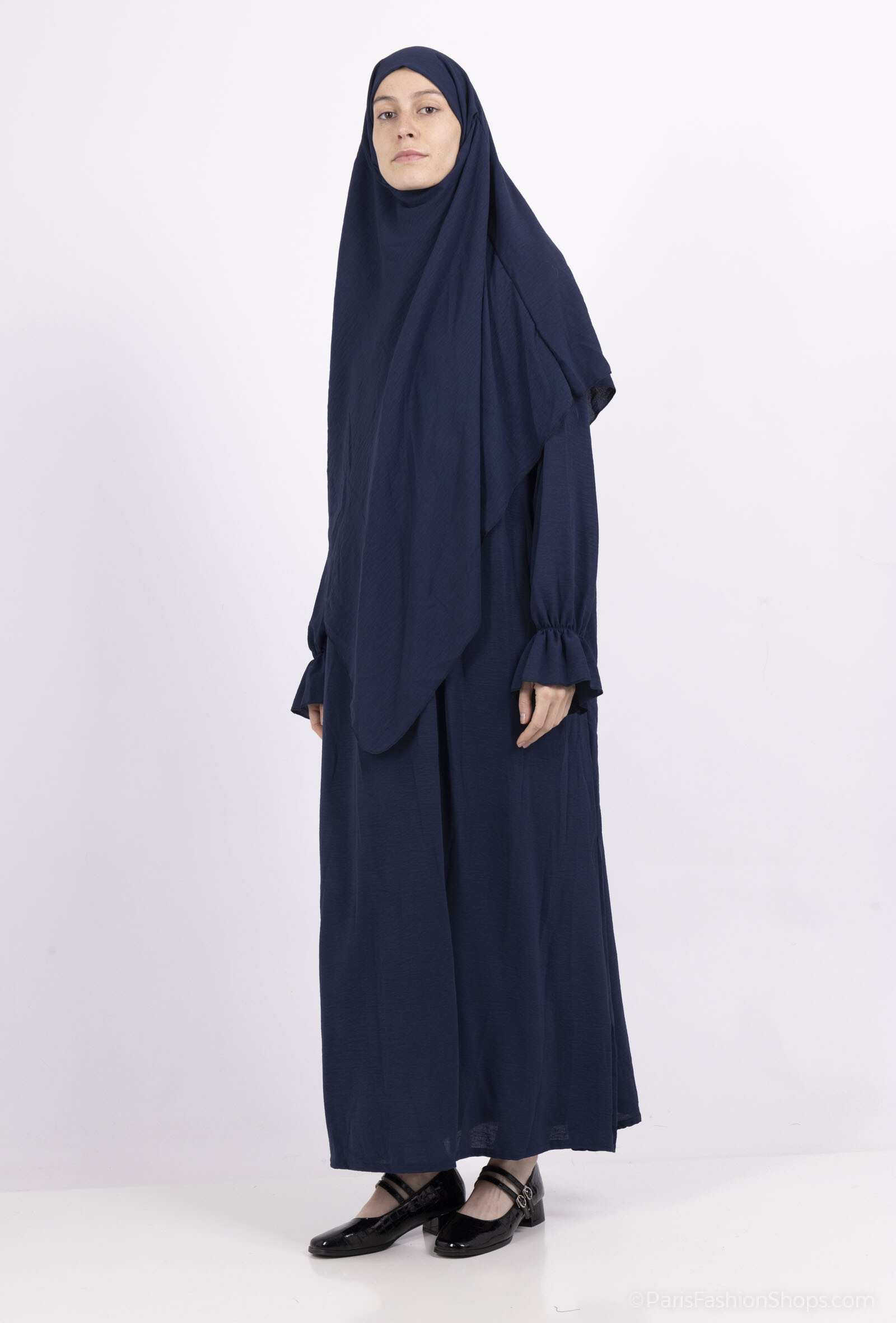 Completo abito in jersey Khimar - Blu Marino - 3 - formato grande