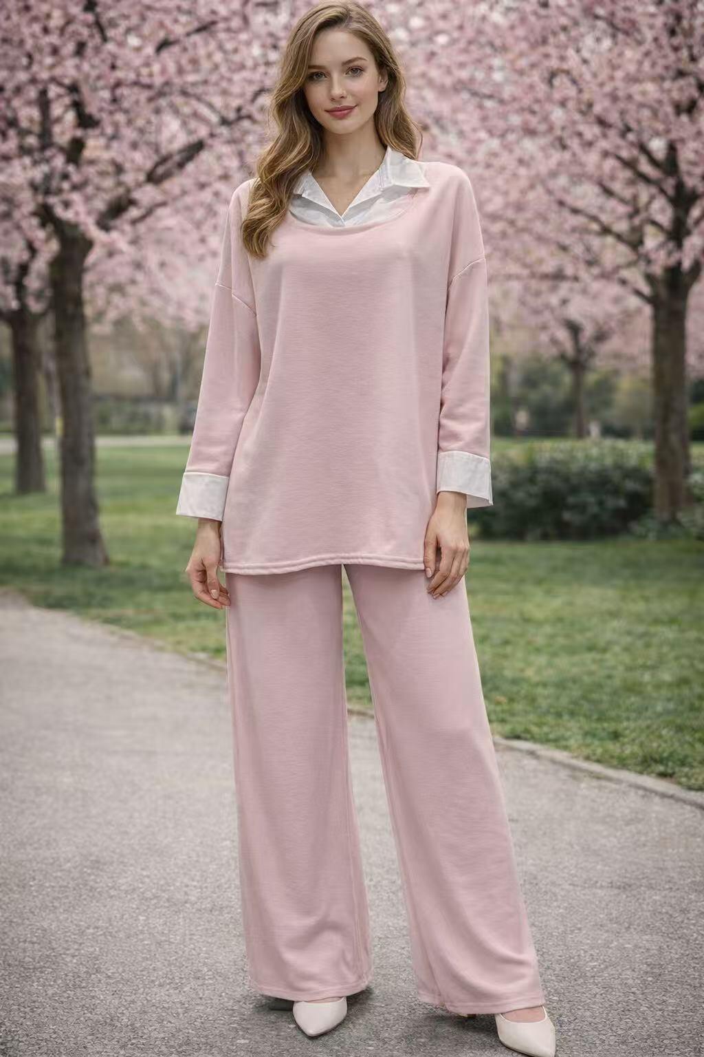 Grossiste ZABULON 3 - Ensemble tunique manche et col de chemise coton et pantalon