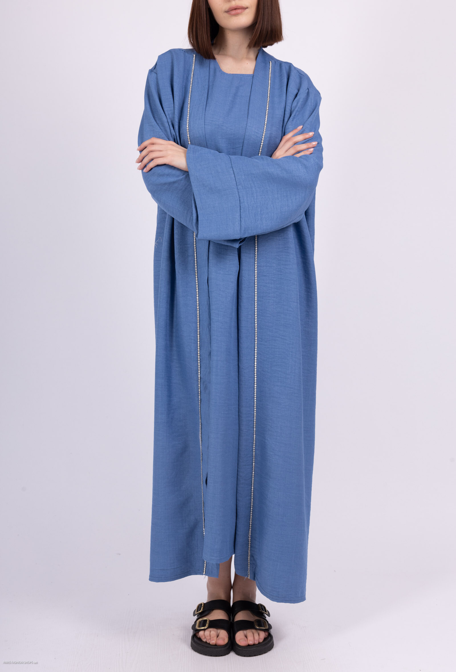 Wholesaler ZABULON 3 - Kimono rhinestone set and Linen Effect Dress
