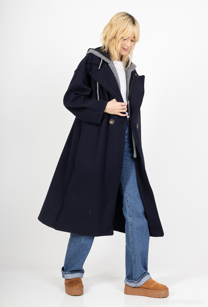 Woolen coats - Navy 1 - thumbnail