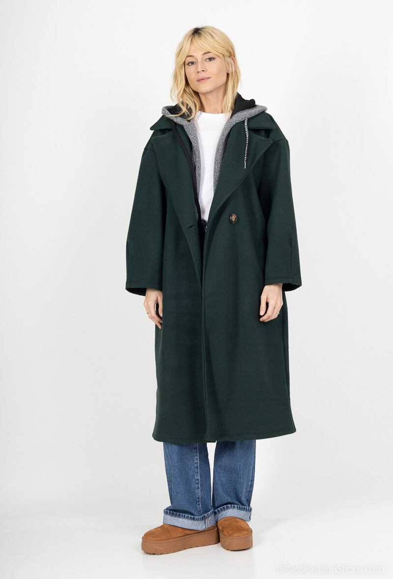 Woolen coats - Bottle green 2 - thumbnail