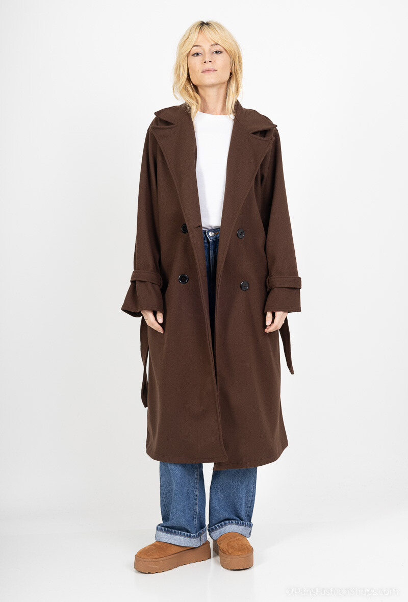 Woolen coats - Dark Brown - 3 - large format