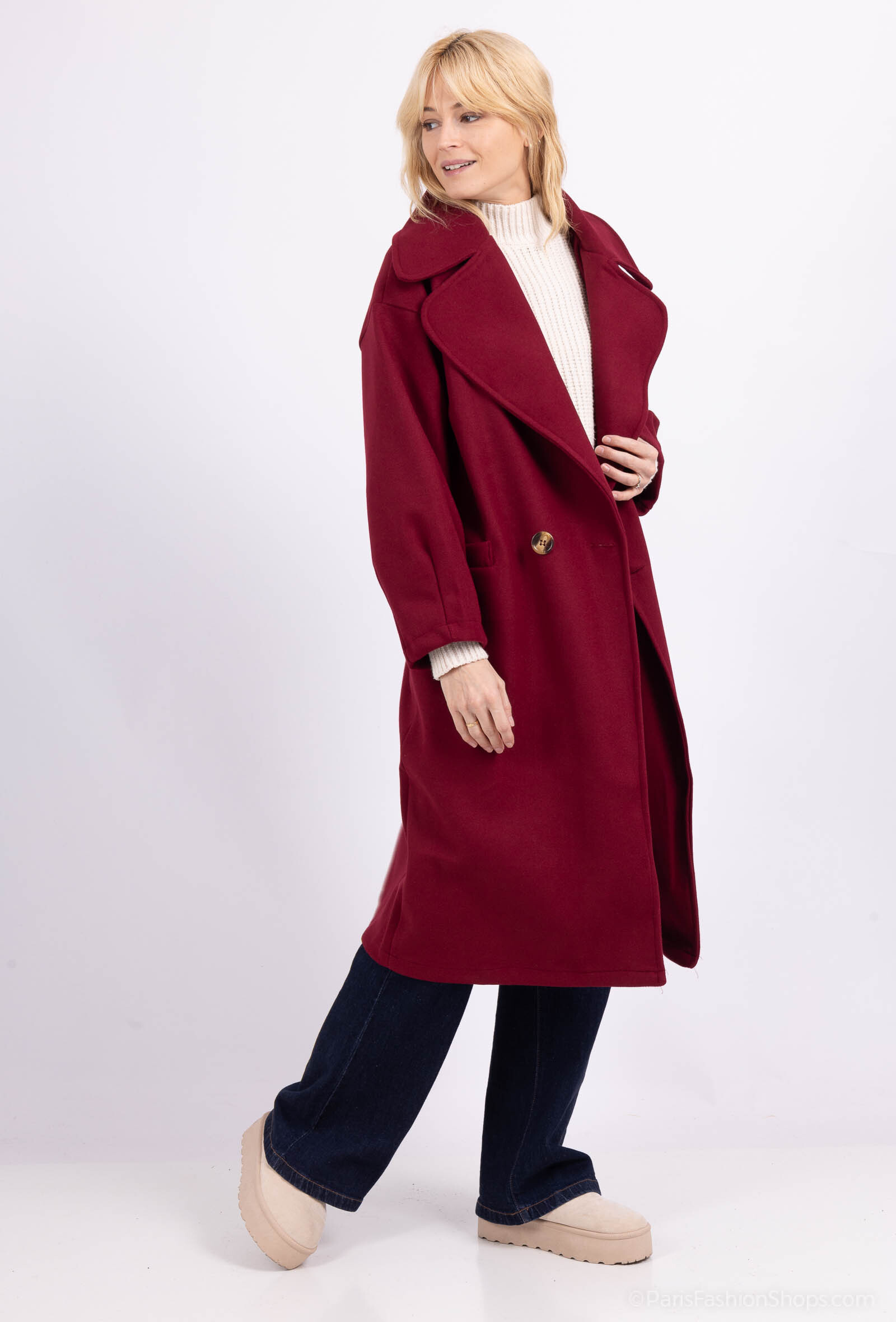 LONG COAT - Carmine - 2 - large format
