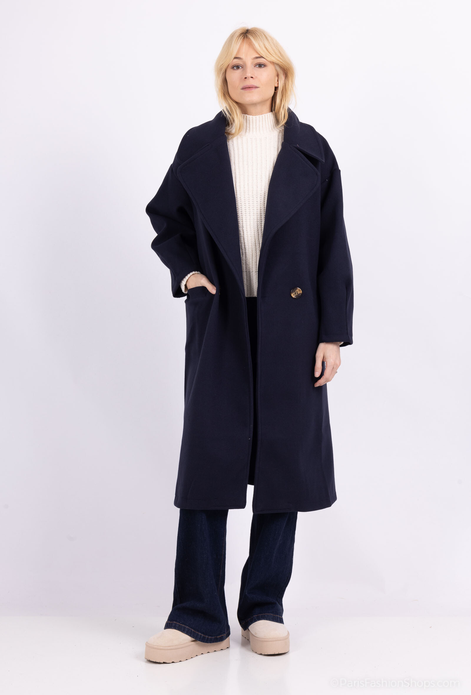 LONG COAT - Navy - 1 - large format