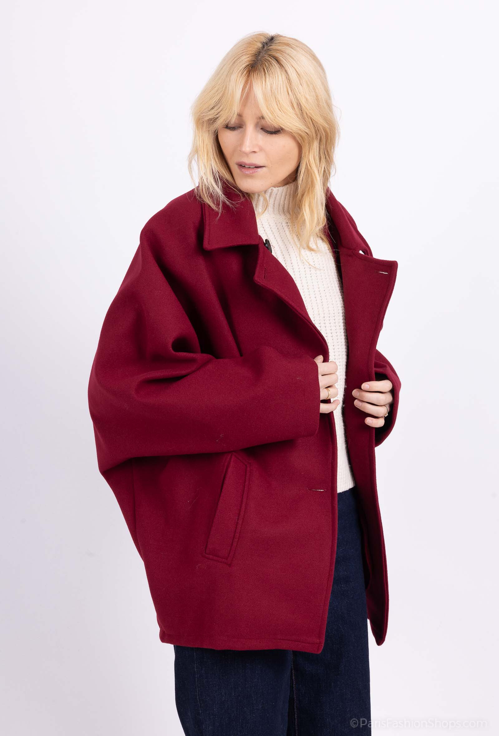 SHORT COAT - Carmine - 1 - large format