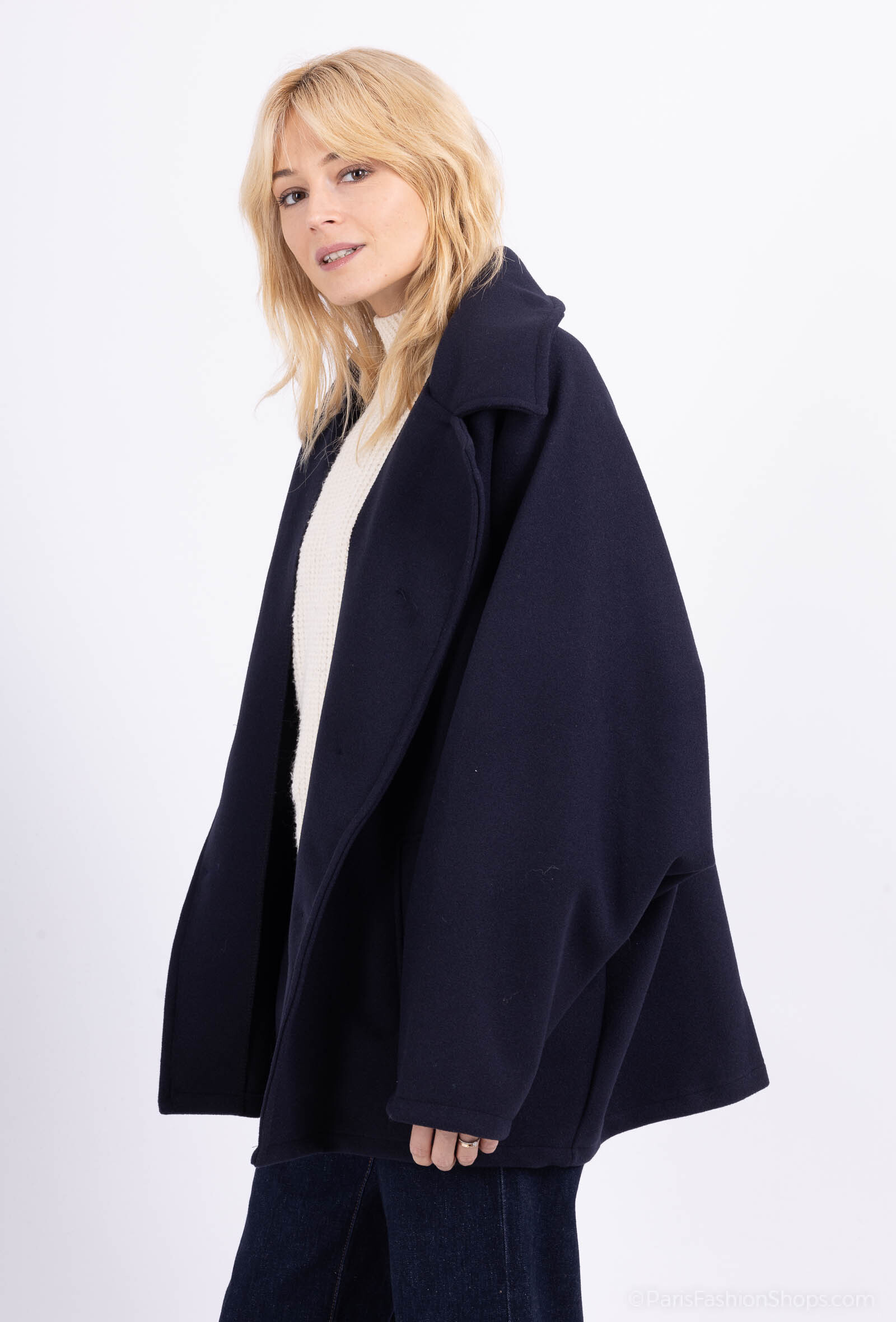 SHORT COAT - Navy - 1 - large format