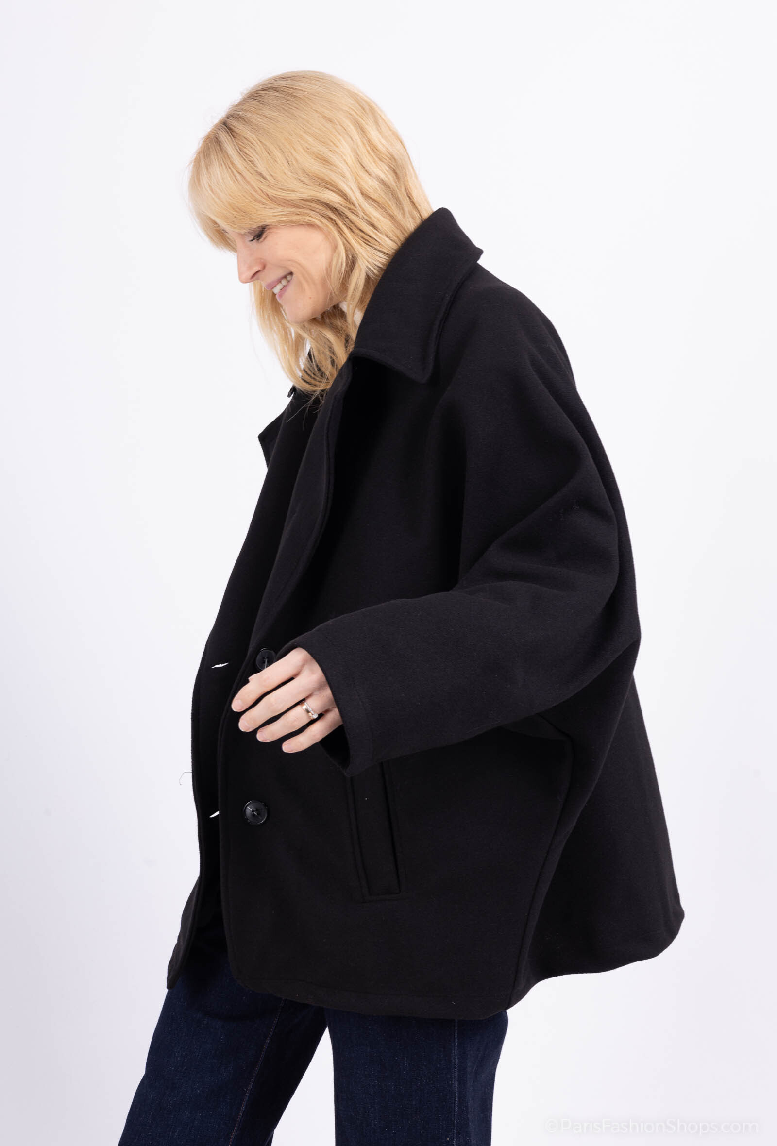 SHORT COAT - Black - 3 - large format