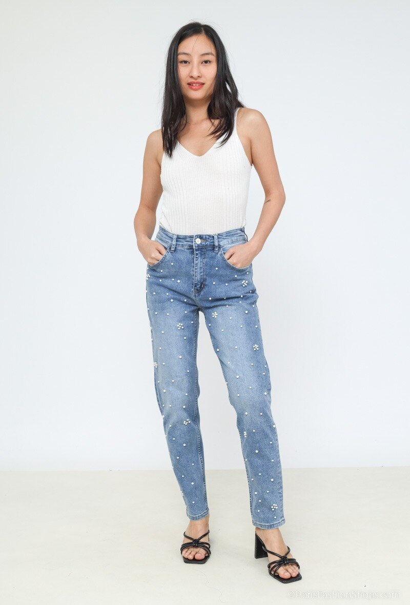 Wholesaler Zac & Zoé - Mom jeans with pearl