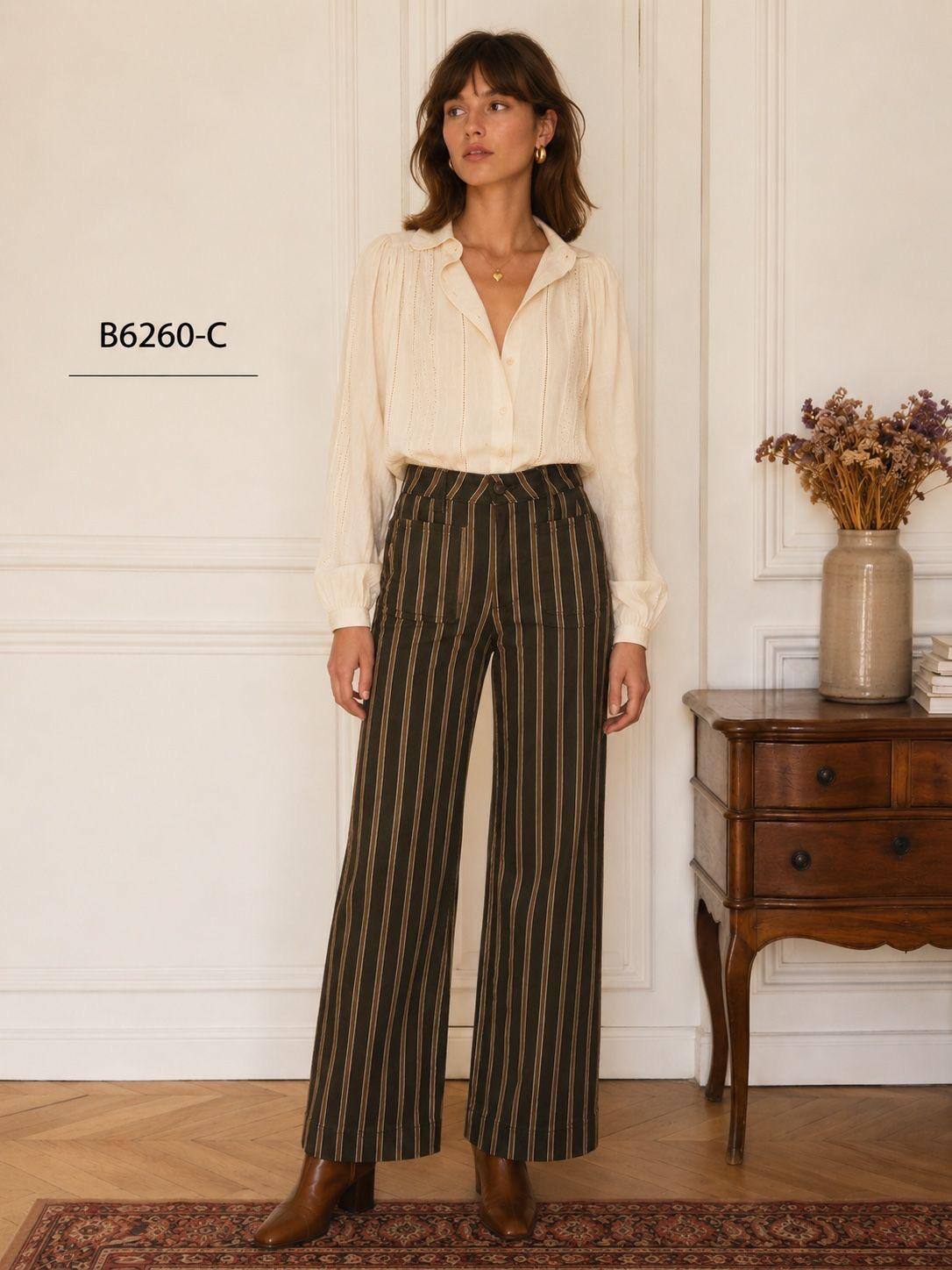 Grossista Zac & Zoé - Jeans a Gamba Larga a Righe