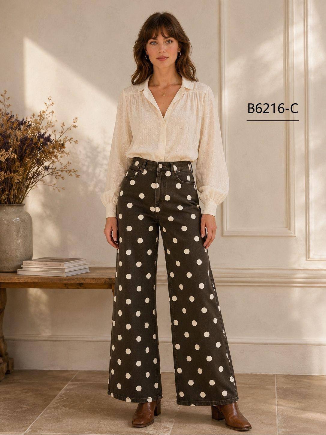 Grossiste Zac & Zoé - JEANS WIDE LEG POIS