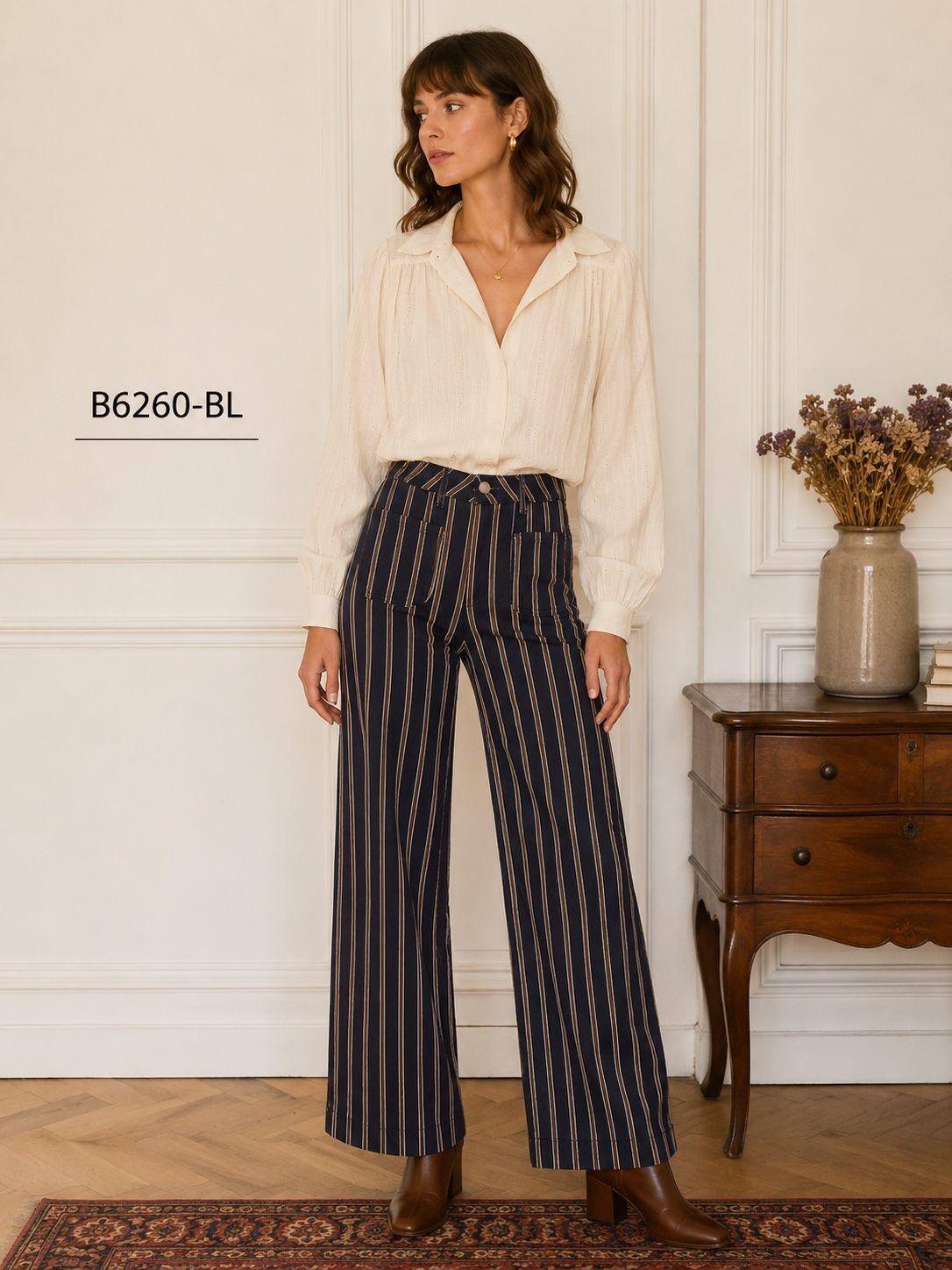 Grossista Zac & Zoé - Jeans a Gamba Larga a Righe