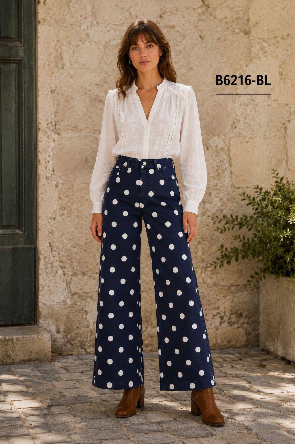 Grossiste Zac & Zoé - JEANS WIDE LEG POIS