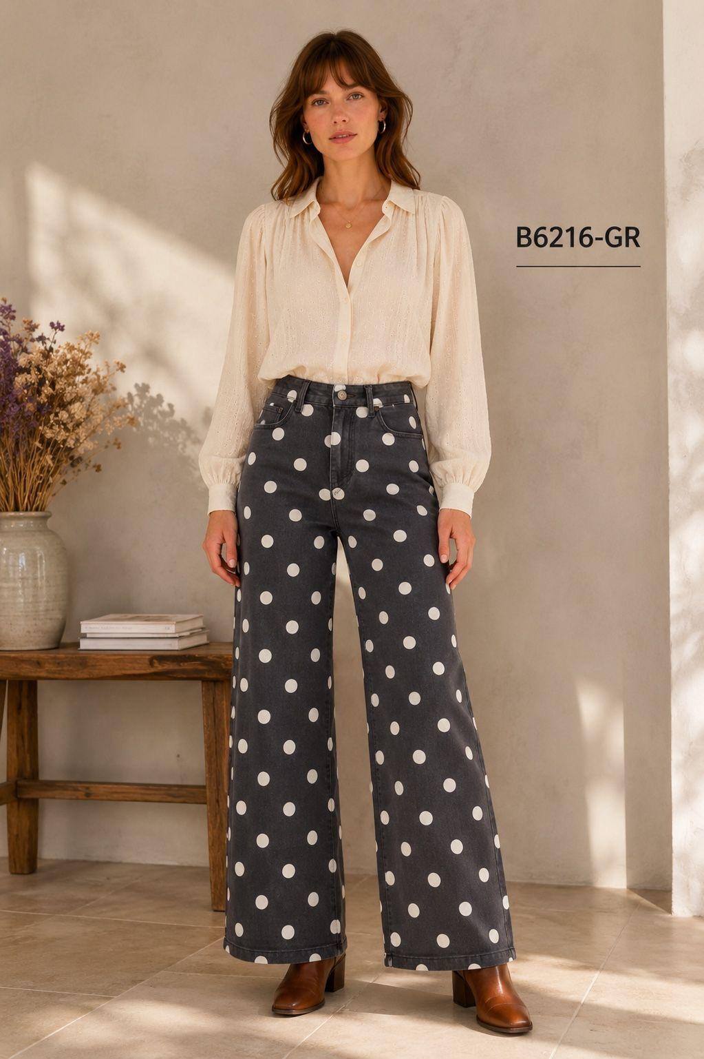Grossiste Zac & Zoé - JEANS WIDE LEG POIS