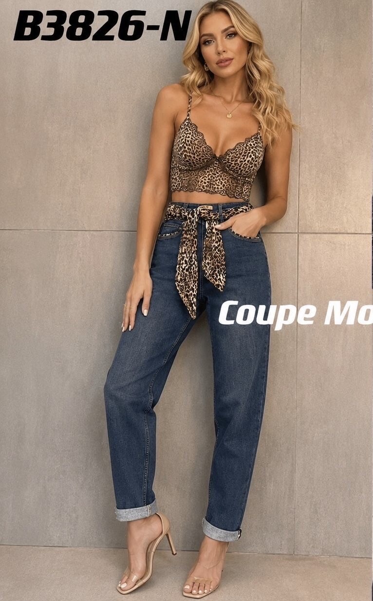 Grossiste Zac & Zoé - JEANS AVEC FOULARD COUPE MOM FIT