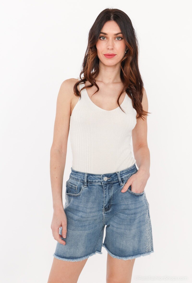 Wholesaler Zac & Zoé - Embroidered short with rhinestones