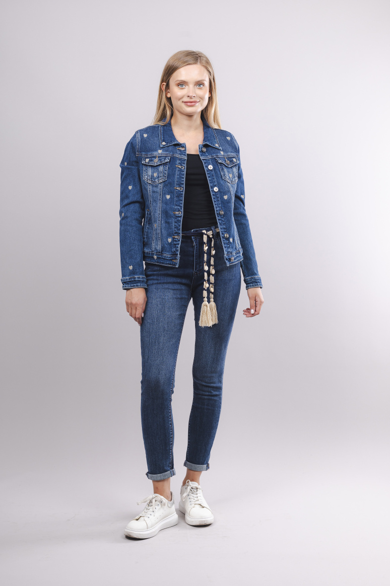 Wholesaler Zac & Zoé - Denim jacket with heart embroidery
