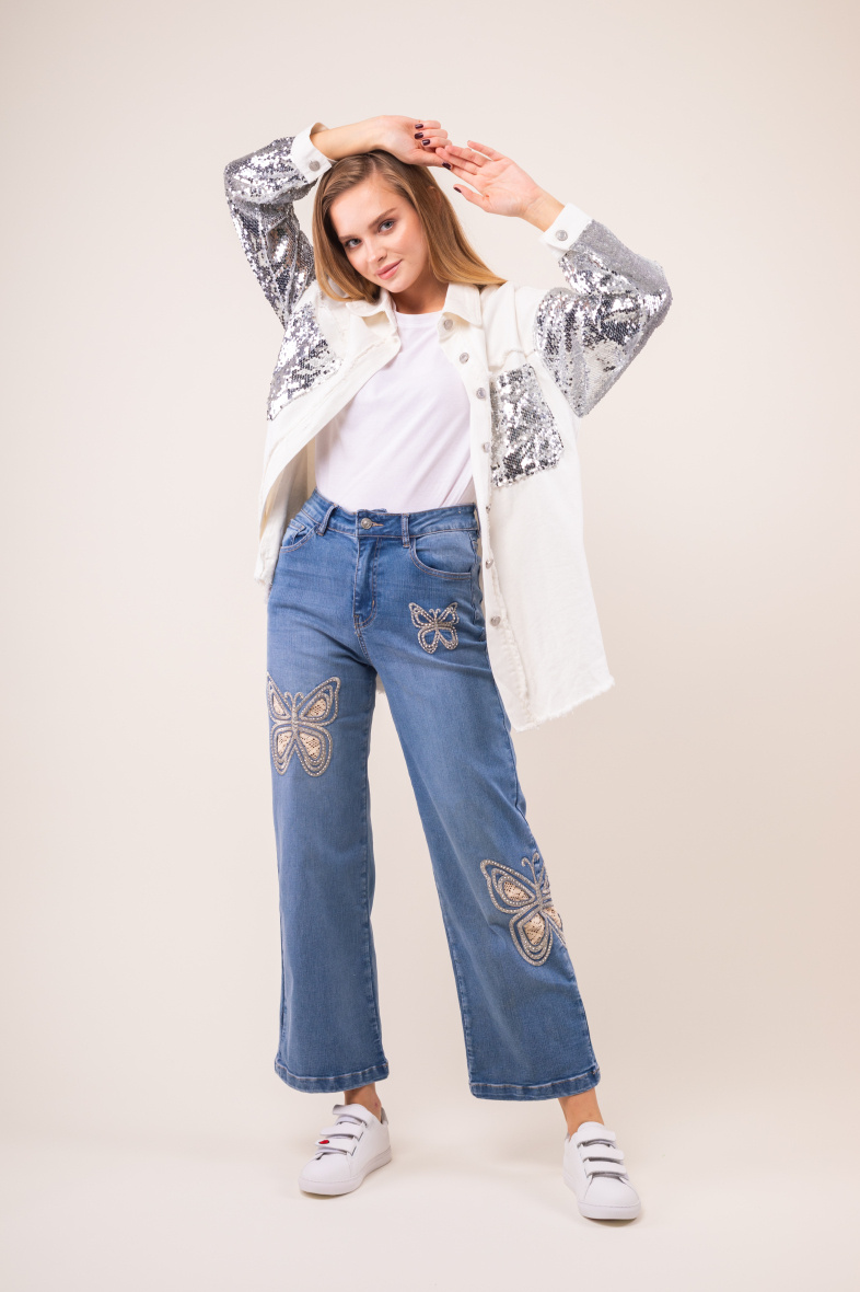Wholesaler Zac & Zoé - Oversized overshirt with sequins on the sleeves