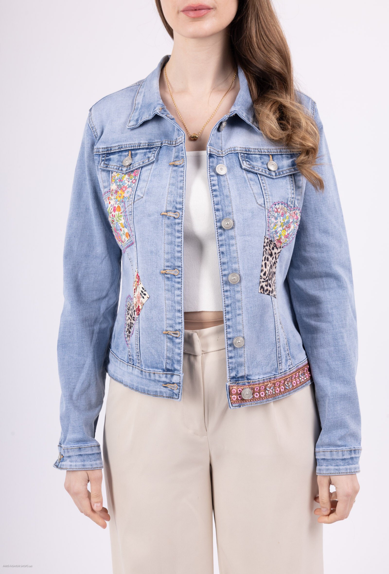 Grossiste Zac & Zoé - Veste en jeans avec empiècements léopard