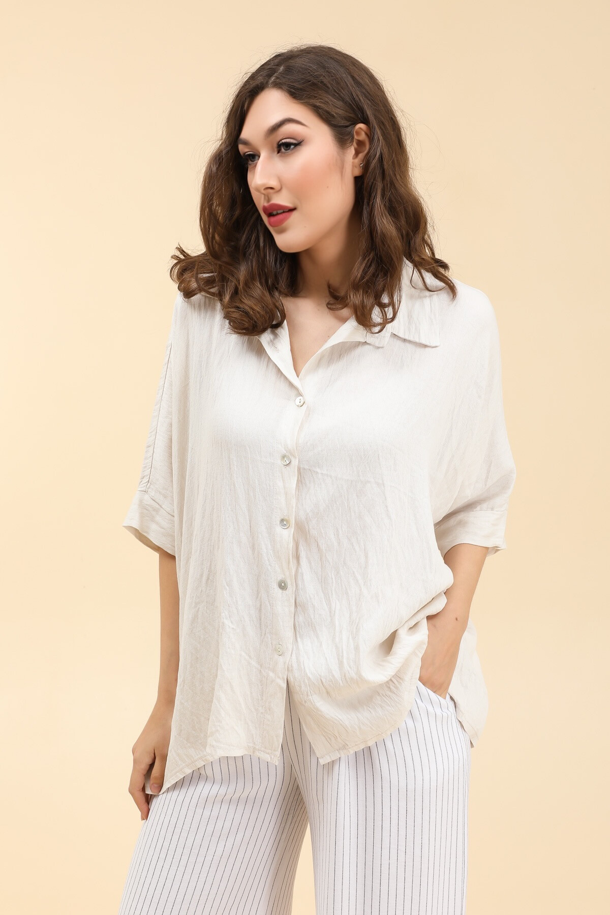 Wholesaler Zafa - Oversize shirt made of viscose