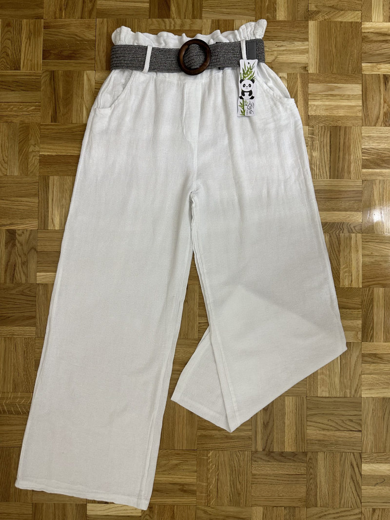 Grossiste Zafa - Pantalon coupe droite avec taille froncée élastiquée