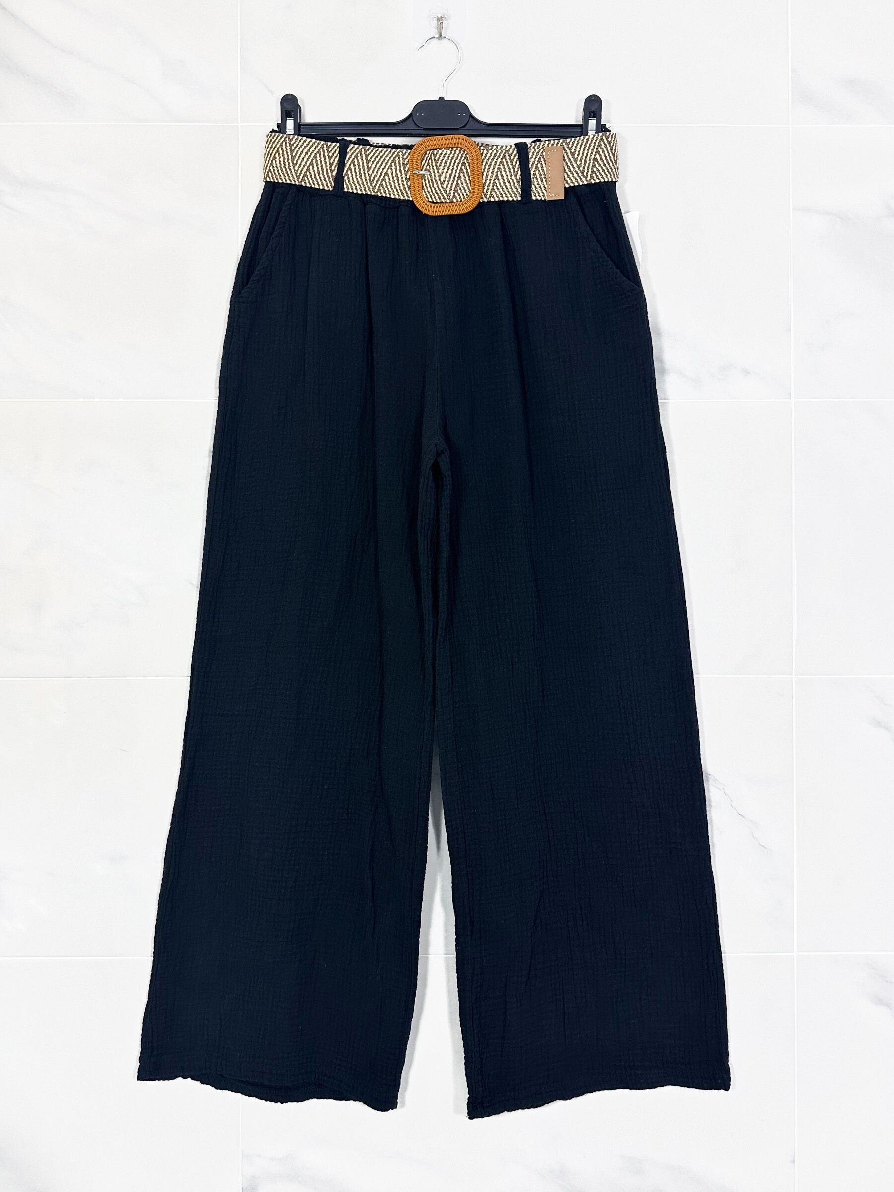 Wholesaler Zafa - Cotton gas pants, wide cut, with pockets
