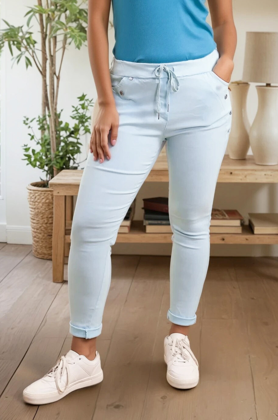 Mayorista Zafa - Pantalones de viscosa mágica, con botón