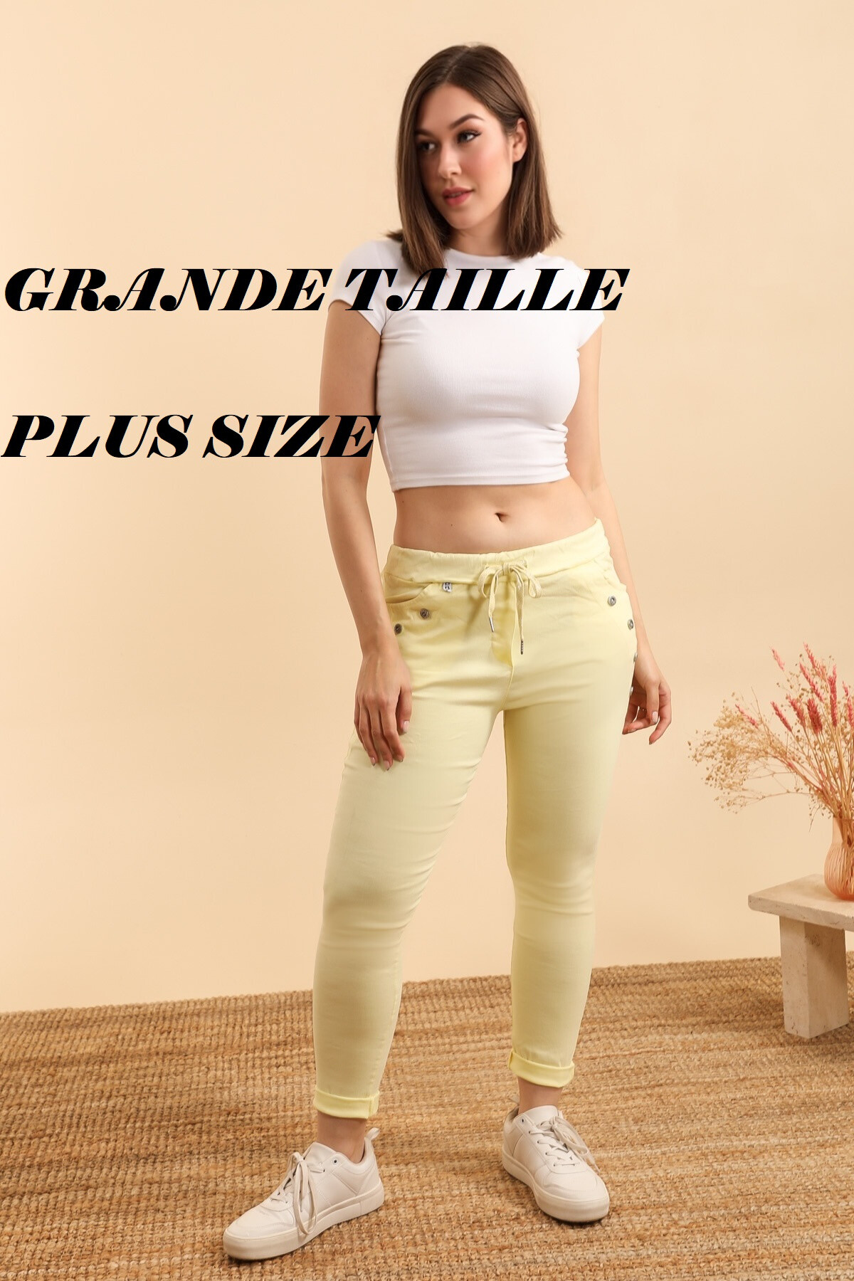 Grossiste Zafa - Pantalon magique en viscose, avec bouton